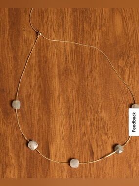 NWT Lucky Brand Grey Stone Necklace w/Semi Precious Stone Accents Gold Tone